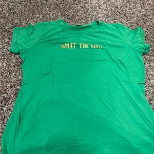 LuLaRoe Green Tee with Gold Text